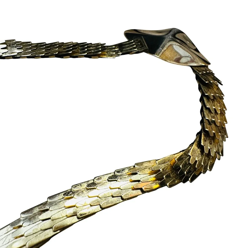 Vintage Statement Gold Tone Snake Chain Belt Geometric Buckle Classic Minimalist